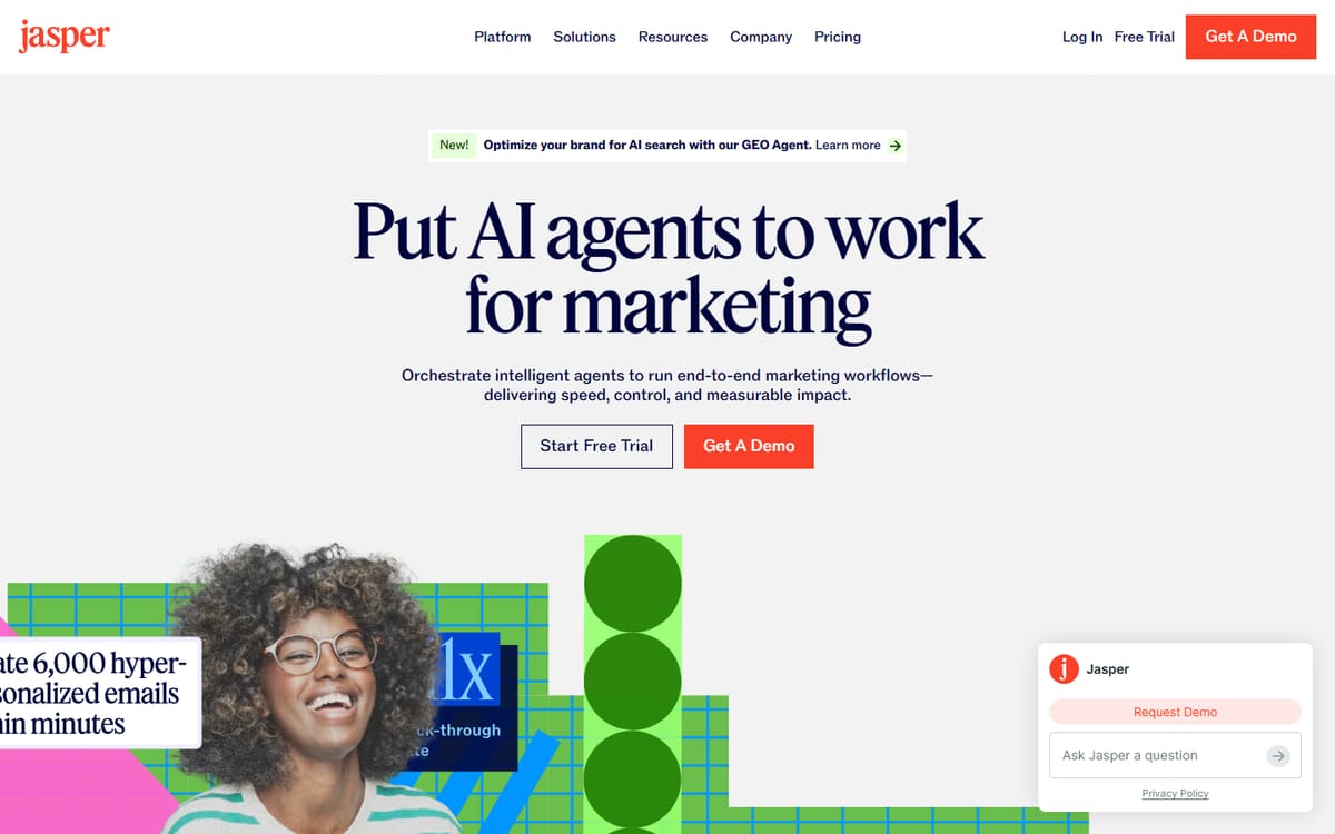 Jasper homepage (screenshot captured July 2026).