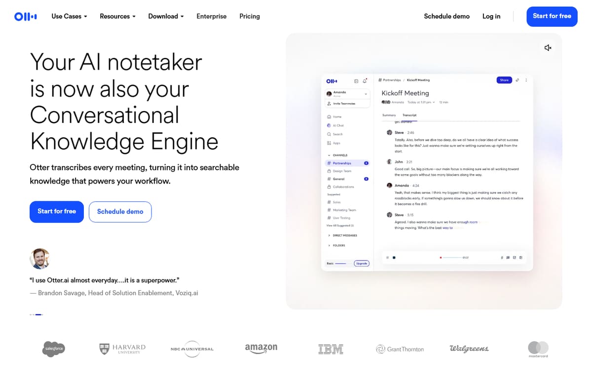 Otter.ai homepage (screenshot captured July 2026).